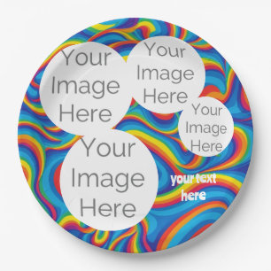 create own paper photo text template rainbow plate