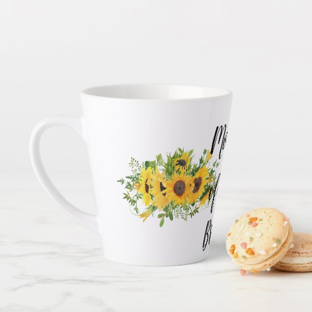 Create Own Sunflower Bridal Party Gifts ADD TEXT Latte Mug (In Situ)