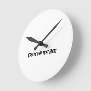 Create own text here Black colour Timepiece  Round Clock
