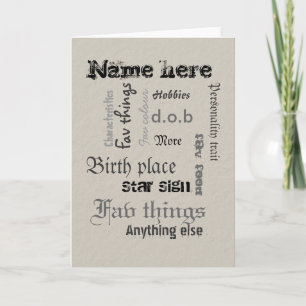 Create own word cloud card with template - paper