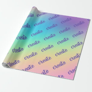 "Create" Pastel Rainbow Gradient Wrapping Paper