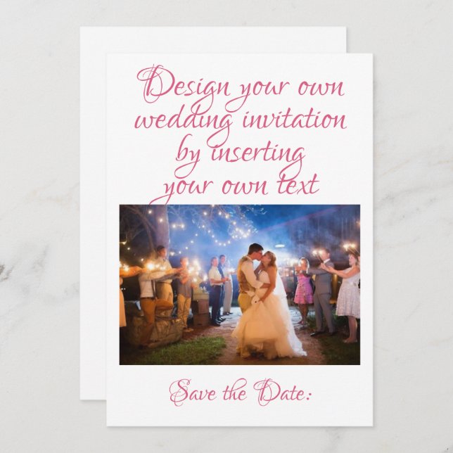 Create | Personalise Your Wedding Own Invitation (Front/Back)