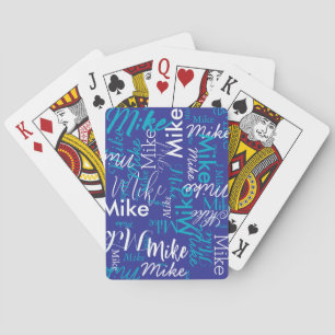 Create Personalised Blue Colour Repeating Name Playing Cards