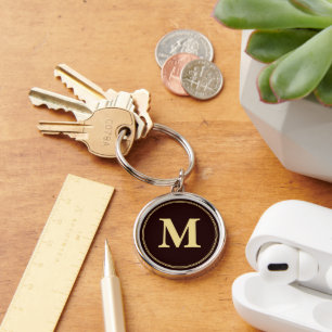Create Personalised Brown Gold Monogram Keychain