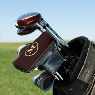 Create Personalised Brown Gold Monogrammed Putter Golf Head Cover