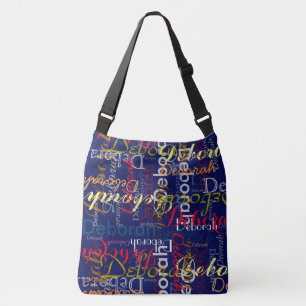 Create Personalised Colour Name Blue Typography  Crossbody Bag