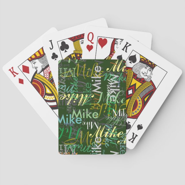 Create Personalised Colour Names allover Green  Playing Cards (Back)