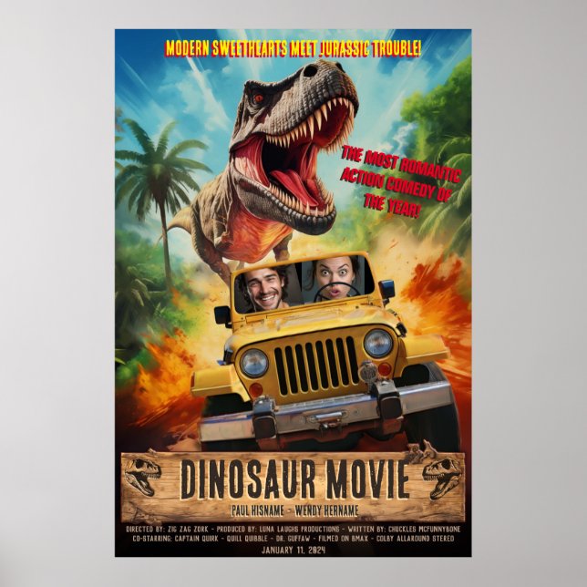 Create Personalised Dinosaur Adventure Movie Poster (Front)