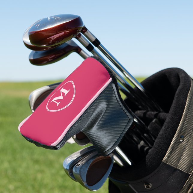 Create Personalised Girly Pink Monogrammed Putter Golf Head Cover (Create Personalized Girly Pink Monogrammed Putter Golf Head Cover)