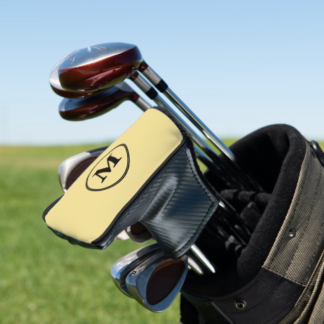 Create Personalised Gold Black Monogrammed Putter Golf Head Cover (In Situ)
