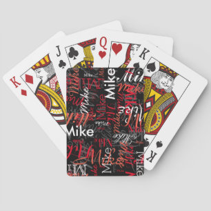Create Personalised Name Red/Black Pattern Playing Cards