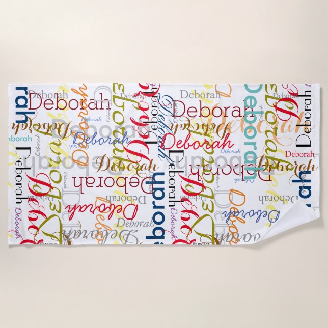 create personalised name typography beach towel (Front)