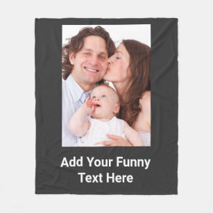 Create Personalised Photo Funny Text Fleece Blanket