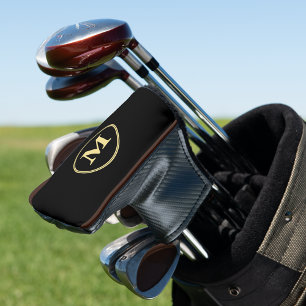 Create Personalized Black Gold Monogrammed Putter Golf Head Cover