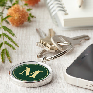 Create Personalized Green Gold Monogram Keychain