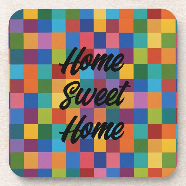 create plastic coaster rainbow square home sweet  (Front)