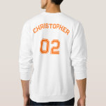 Create Player Name Jersey Number Classic Crewneck Sweatshirt<br><div class="desc">Create your own custom, personalised, cool stylish orange typography / font / script, monogrammed player name jersey number white, plush, durable, comfortable, mens basic classic crewneck sweatshirt. Simply type in your name / player name and player jersey number, to customise. Makes a great gift for birthday, christmas, holidays, graduation, and...</div>