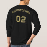 Create Player Name Jersey Number Comfy Long Sleeve T-Shirt<br><div class="desc">Create your own custom, personalised, cool stylish faux gold typography / font / script, monogrammed player name jersey number black, comfortable, casual, durable, loose fitting, preshrunk 100% cotton, mens basic crewneck heavyweight long-sleeve t-shirt. Simply type in your name / player name and player jersey number, to customise. Makes a great...</div>