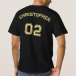 Create Player Name Jersey Number Mens Cotton Black T-Shirt<br><div class="desc">Create your own custom, personalised, cool, stylish faux gold typography / font / script, monogrammed player name jersey number black, classic silhouette, heavyweight, extra durabe, pre-shrunk, 100% cotton, mens team / club / league / personal value tee t-shirt tshirt. Simply type in your name / player name and player jersey...</div>