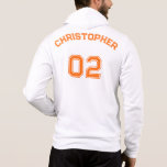 Create Player Name Jersey Number Mens Full Zip Hoodie<br><div class="desc">Create your own custom, personalised, cool stylish orange typography / font / script, monogrammed player name jersey number white, soft, relaxed, mens full zip hoodie hooded sweatshirt. Simply type in your name / player name and player jersey number, to customise. Makes a great gift for birthday, christmas, holidays, graduation, and...</div>