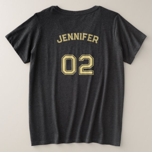 Create Player Name Jersey Number Womens Soft Long Plus Size T-Shirt (Design Back)