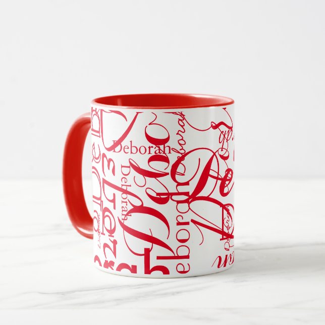 Create Red & white name Mug (Front Left)