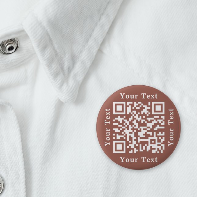 Create Rust Brown Website URL Scan Me QR Code 6 Cm Round Badge (Create Rust Brown Website URL Scan Me QR Code Button)