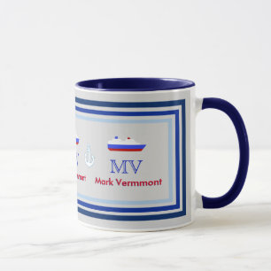 create ship captain personalised blue mug