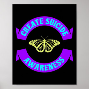 Create Suicide Awareness Ribbon Butterfly Novelty  Poster