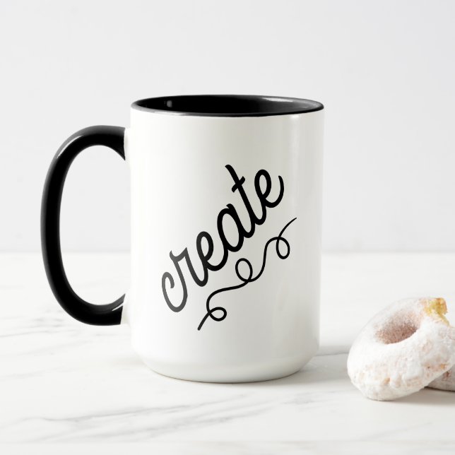 Create Swirl Black and White Coffee Mug (With Donut)