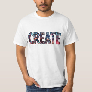 CREATE Typography Art - Bold Abstract Swirl Letter T-Shirt