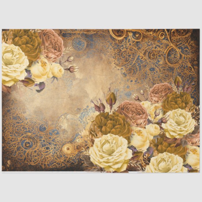 Create With OFDT- Decoupage-Steampunk Flowers Tissue Paper (Front)