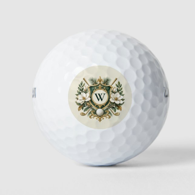 Create You Own Elegant Floral Monogram Golf Balls (Front)