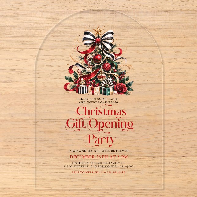 Create Your Christmas Present Exchang Party Invite Acrylic Invitations (Front)