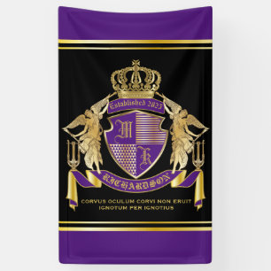 Create Your Coat of Arms Purple Gold Angel Emblem Banner
