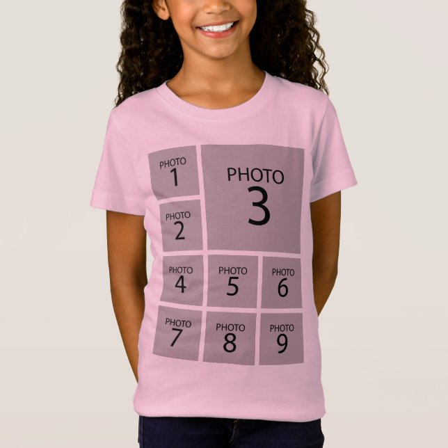 Create your collage Personalised  template 9 PHOTO T-Shirt (Front)
