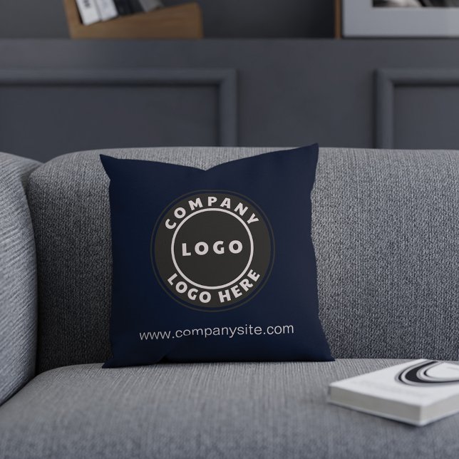 Create Your Company Logo Business Brand Navy Blue Cushion (Creator Uploaded)