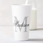 Create Your Custom Name Monogram Calligraphy Black Latte Mug<br><div class="desc">Create your own personalised latte mug with your custom name and monogram. To edit this design template,  simply edit the text fields as shown above. You can easily add more text or images,  customise fonts and colours. Treat yourself or make the perfect gift for family and friends!</div>