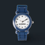 Create Your Custom Name Personalised Boys Black Watch<br><div class="desc">Create your own personalised, girls fun cool black strap, stainless steel wrist watch. To edit this design template, simply edit the text fields as shown above. You can even add more text or images, customise fonts and colours. Go ahead create a wonderful, custom watch for the little boy in your...</div>