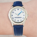 Create Your Custom Name Personalised Boys Blue Watch<br><div class="desc">Create your own personalised, girls fun cool blue strap, stainless steel wrist watch. To edit this design template, simply edit the text fields as shown above. You can even add more text or images, customise fonts and colours. Go ahead create a wonderful, custom watch for the little boy in your...</div>