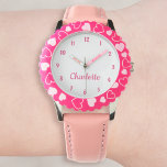 Create Your Custom Name Personalised Girls Pink<br><div class="desc">Create your own personalised, girls fun girly pink strap, stainless steel wrist watch. To edit this design template, simply edit the text fields as shown above. You can even add more text or images, customise fonts and colours. Go ahead create a wonderful, custom watch for the little princess in your...</div>
