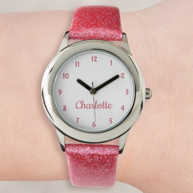 Create Your Custom Name Personalised Girls Pink Watch (Creator Uploaded)