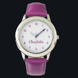 Create Your Custom Name Personalised Girls Purple Watch<br><div class="desc">Create your own personalised, girls fun girly purple strap, stainless steel wrist watch. To edit this design template, simply edit the text fields as shown above. You can even add more text or images, customise fonts and colours. Go ahead create a wonderful, custom watch for the little princess in your...</div>