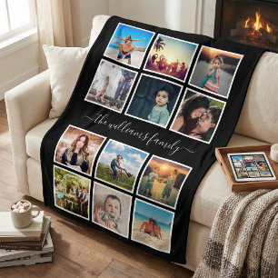 Create Your Custom Photo Collage Memories Black Fleece Blanket