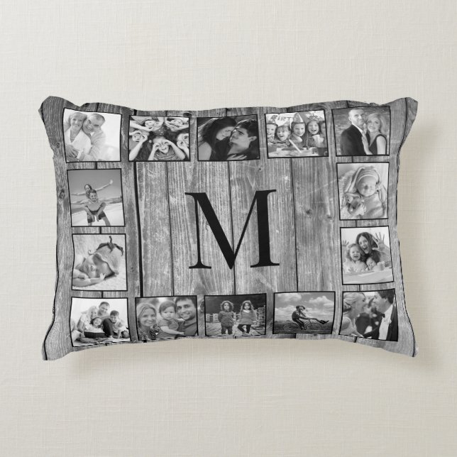 Create Your Custom Photo Collage Rustic Farmhouse Decorative Cushion (Front)