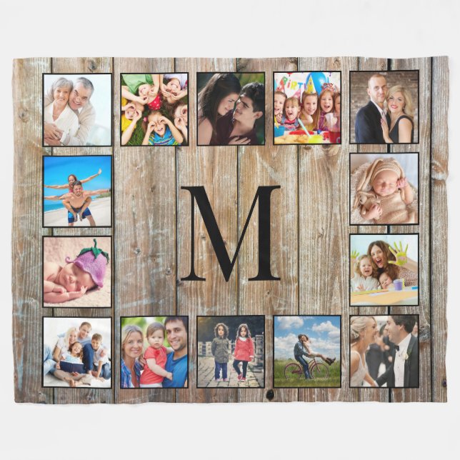 Create Your Custom Photo Collage Rustic Farmhouse Fleece Blanket (Front (Horizontal))