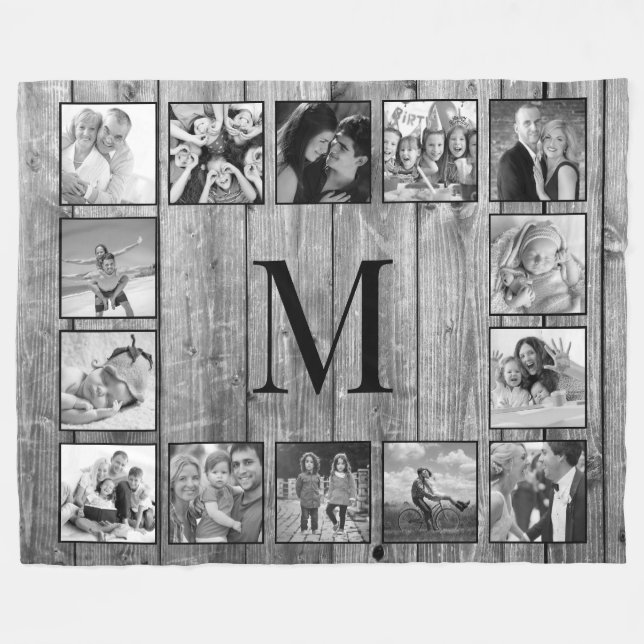 Create Your Custom Photo Collage Rustic Farmhouse Fleece Blanket (Front (Horizontal))