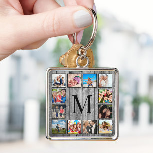 Create Your Custom Photo Collage Rustic Farmhouse Key Ring