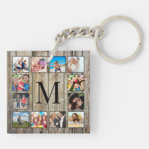 Create Your Custom Photo Collage Rustic Farmhouse Key Ring