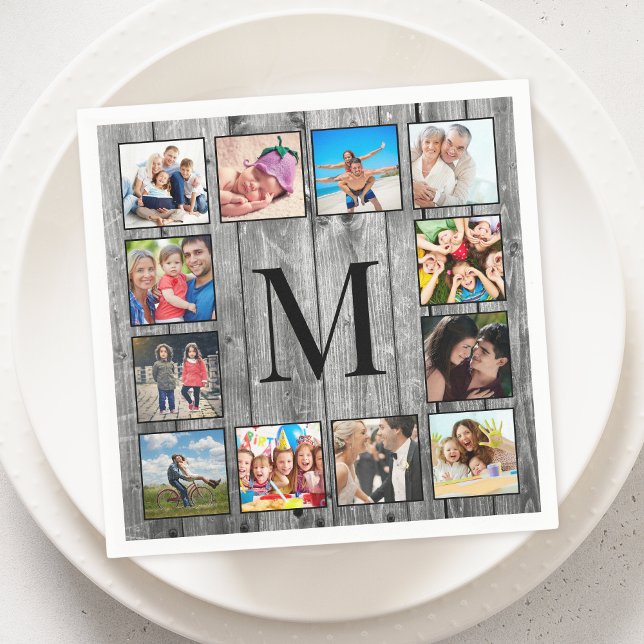 Create Your Custom Photo Collage Rustic Farmhouse Napkin (Creator Uploaded)